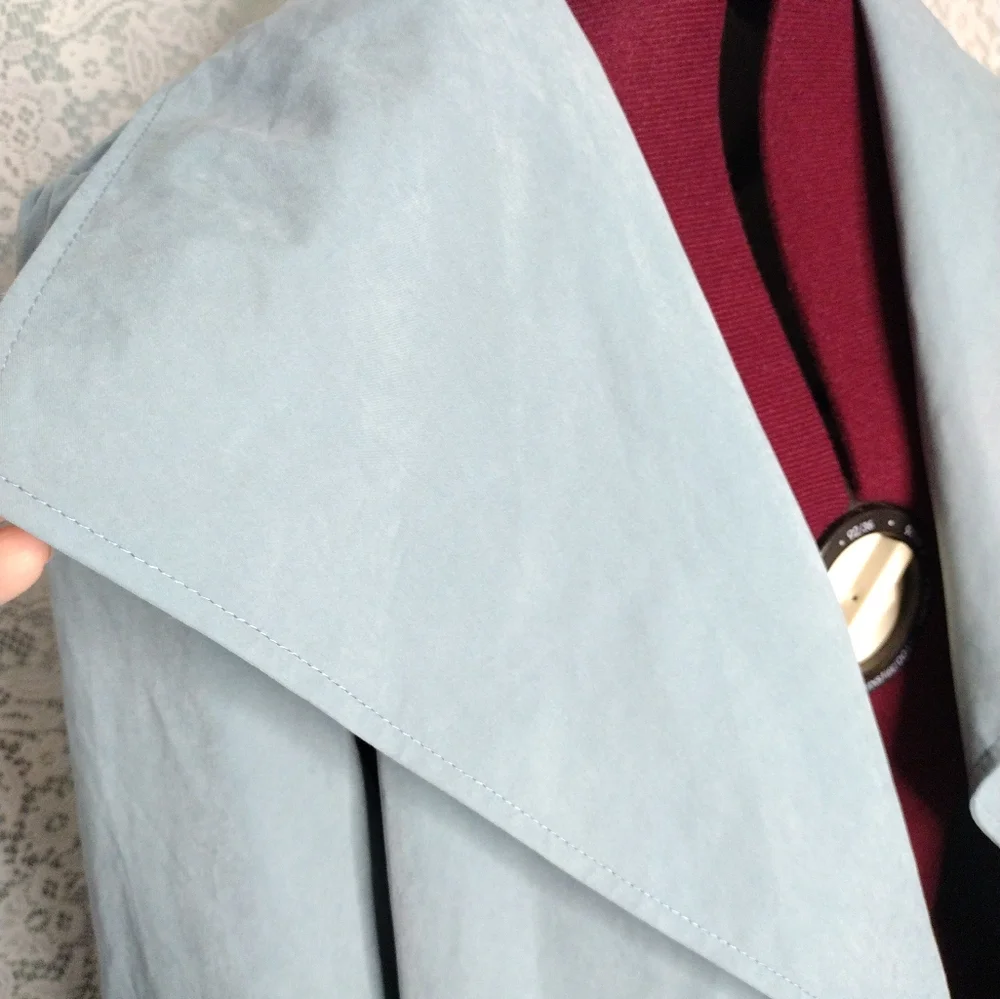 Vero Moda 3/4 length lightweight lined Coat light blue belted waist size L NWOT - Picture 8 of 12